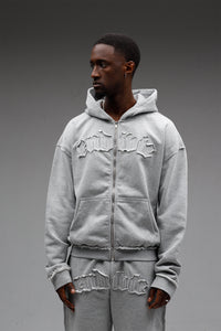 grey zip hoodie