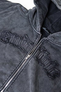 black zip hoodie