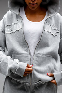 grey zip hoodie