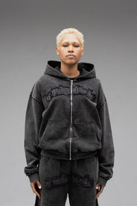 black zip hoodie