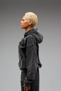 black zip hoodie