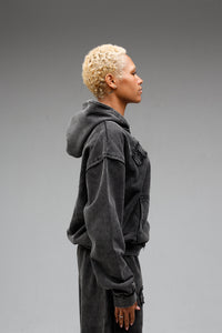black zip hoodie